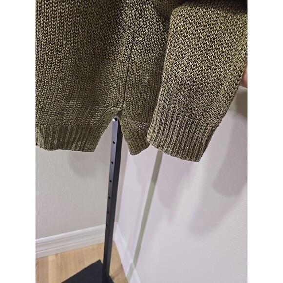 Vtg Polo Ralph Lauren Linen Olive Green Lace Up Sweater Womens Med Fairy Grunge - Picture 3 of 8